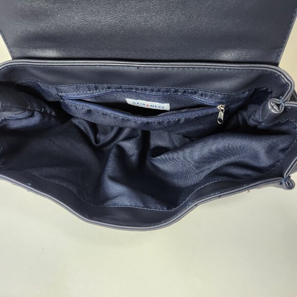 Laila Essence of Norway Geir Ness Women’s Navy Blue Faux Leather Crossbody Bag - Picture 16 of 16